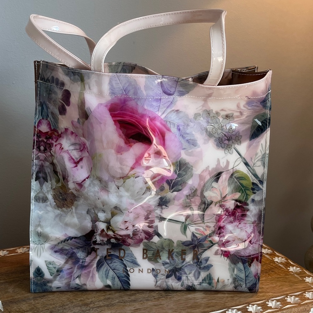 Ted Baker Pink and Purple Floral Vinyl Tote